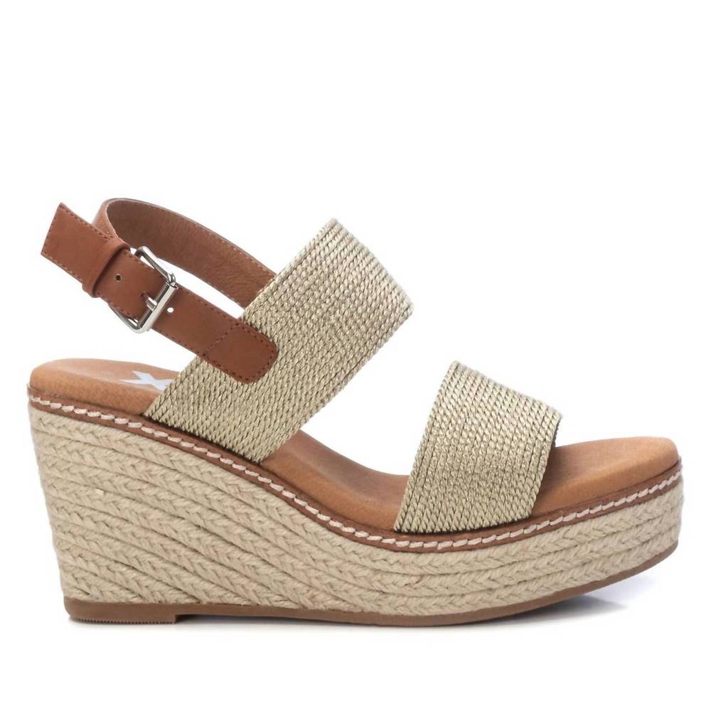 NEW XTI women's jute wedge sandals in gold